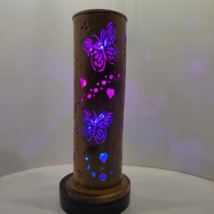 Bamboo Tabletop Lantern -  Butterflies